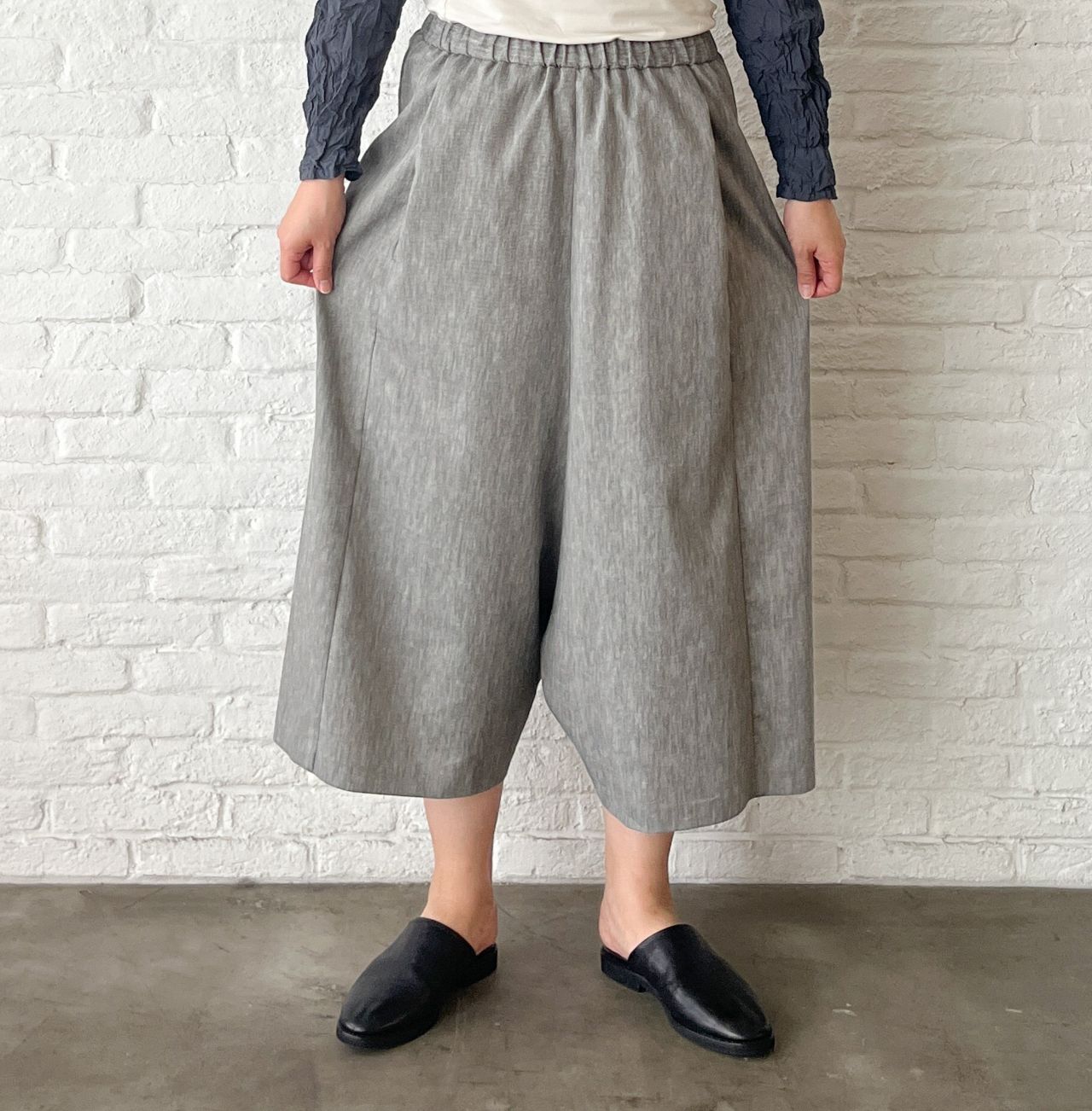 着回しコーディネート》コットンリネン綾ストレッチ サルエル