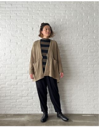 pas de calais ドット柄 ニットカットソー ネイビー パドカレ お知らせ＆SALEコーディネート | pas de calais Online | pas de