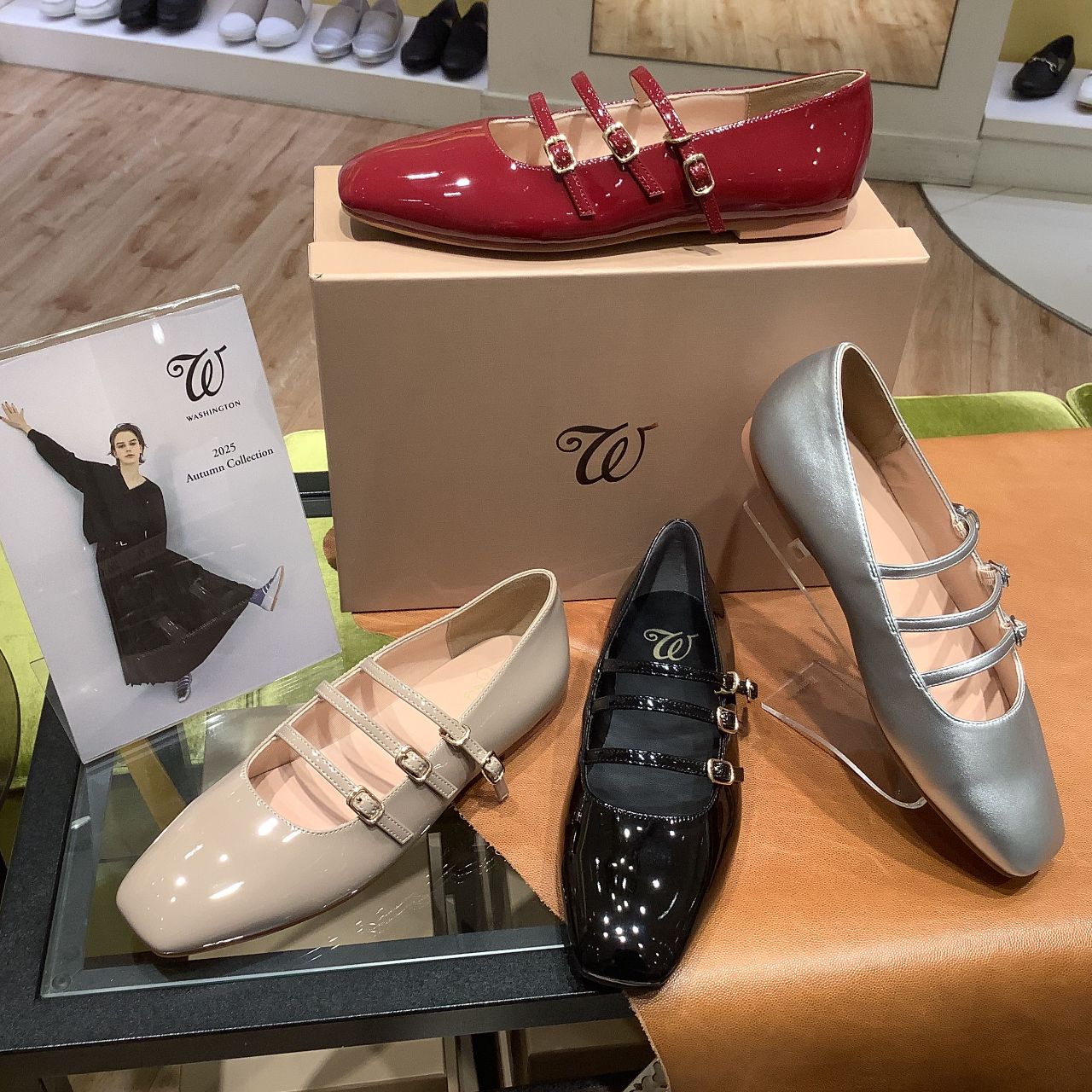 W トリプルストラップフラットシューズ | GINZA WASHINGTON 横浜