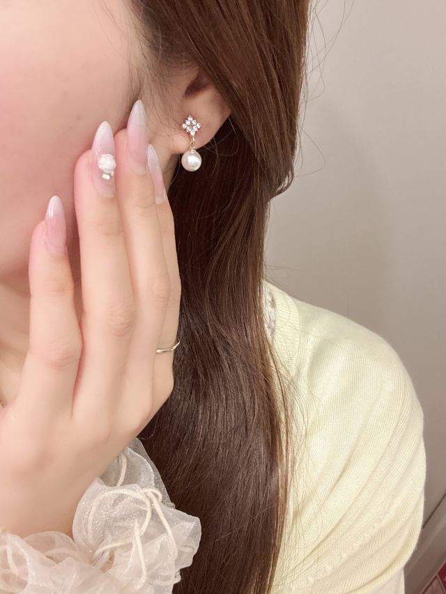 イヤリング ニッケルフリー キュービックジルコニア ひし形 メタル