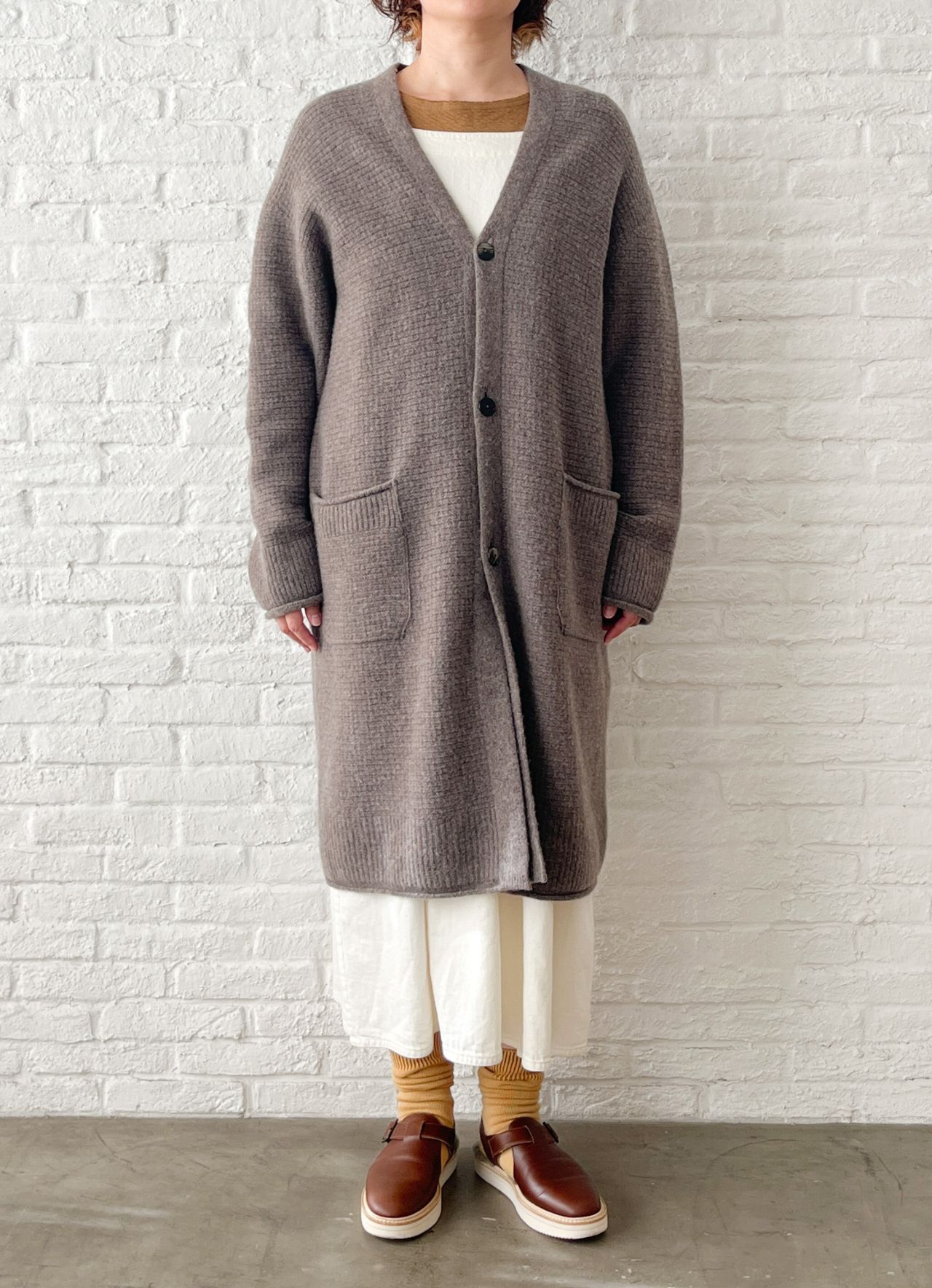 期間限定！10%OFF】カシミヤラム柄編み カーディガンコート | pas de