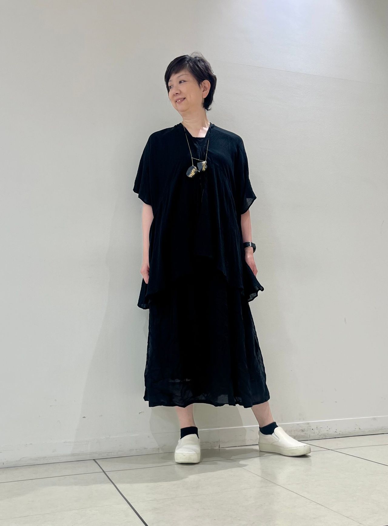 【定価3.1万】パドカレ pas de calais *コットンシフォン東炊きブラウス*36黒ブラックチュニックシャツ(33-2503-531)【22D52】 定価3.1万】パドカレ pas de calais コットンシフォン東炊き