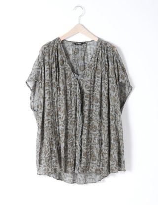 パドカレ Pas de Calais ブロックプリントブラウス 再入荷&新色追加】ブロックプリント ブラウス | pas de calais