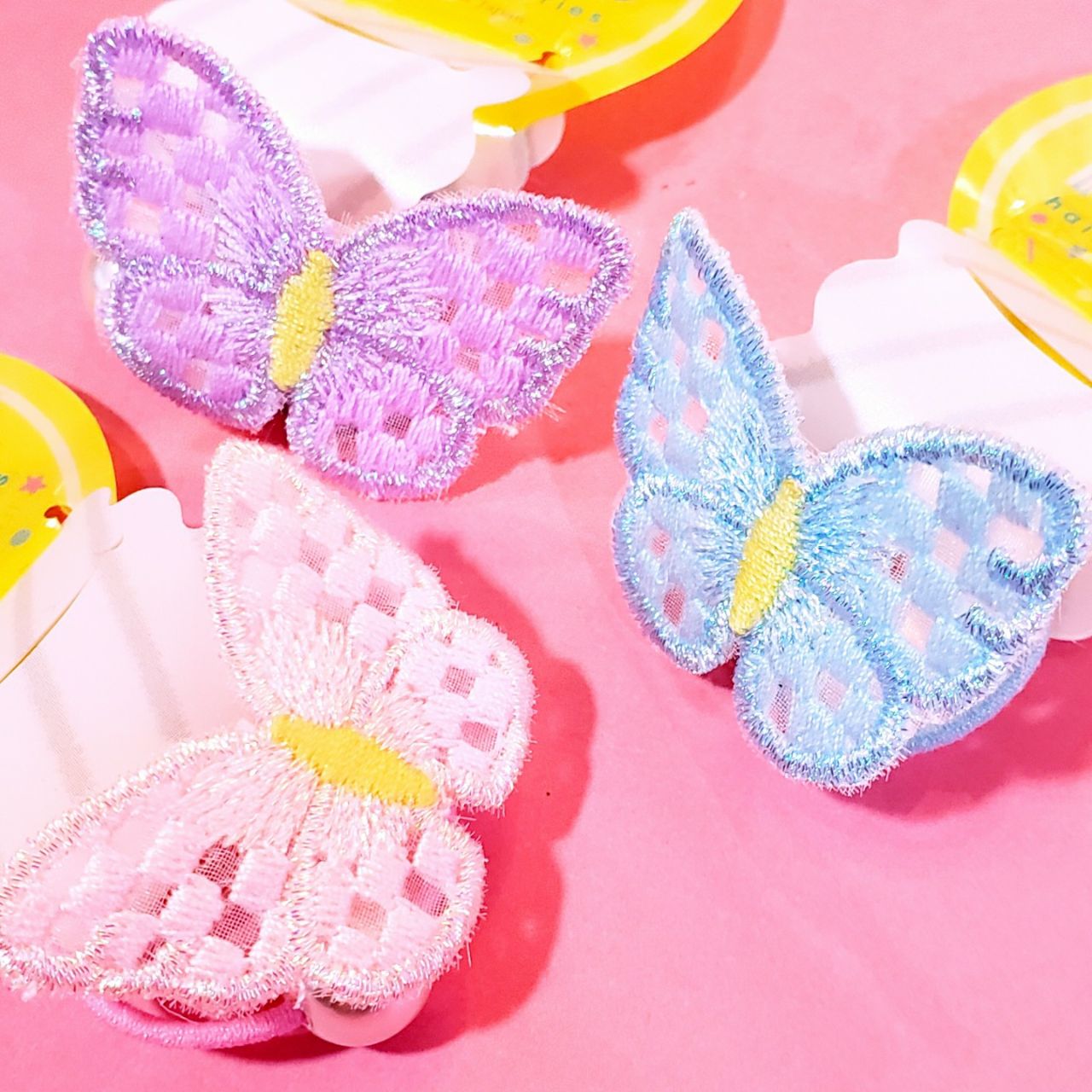 レジンヘアゴム ちょうちょ バタフライ 淡色ピンク 透け感 ブーケ