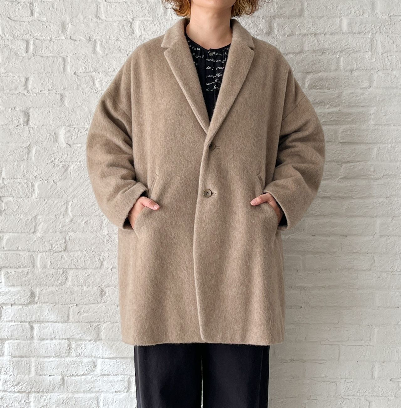 pas de calais ベージュジャケット 36 pas de calais（パドカレ） *コットンリネンコート*36綿麻ベージュ