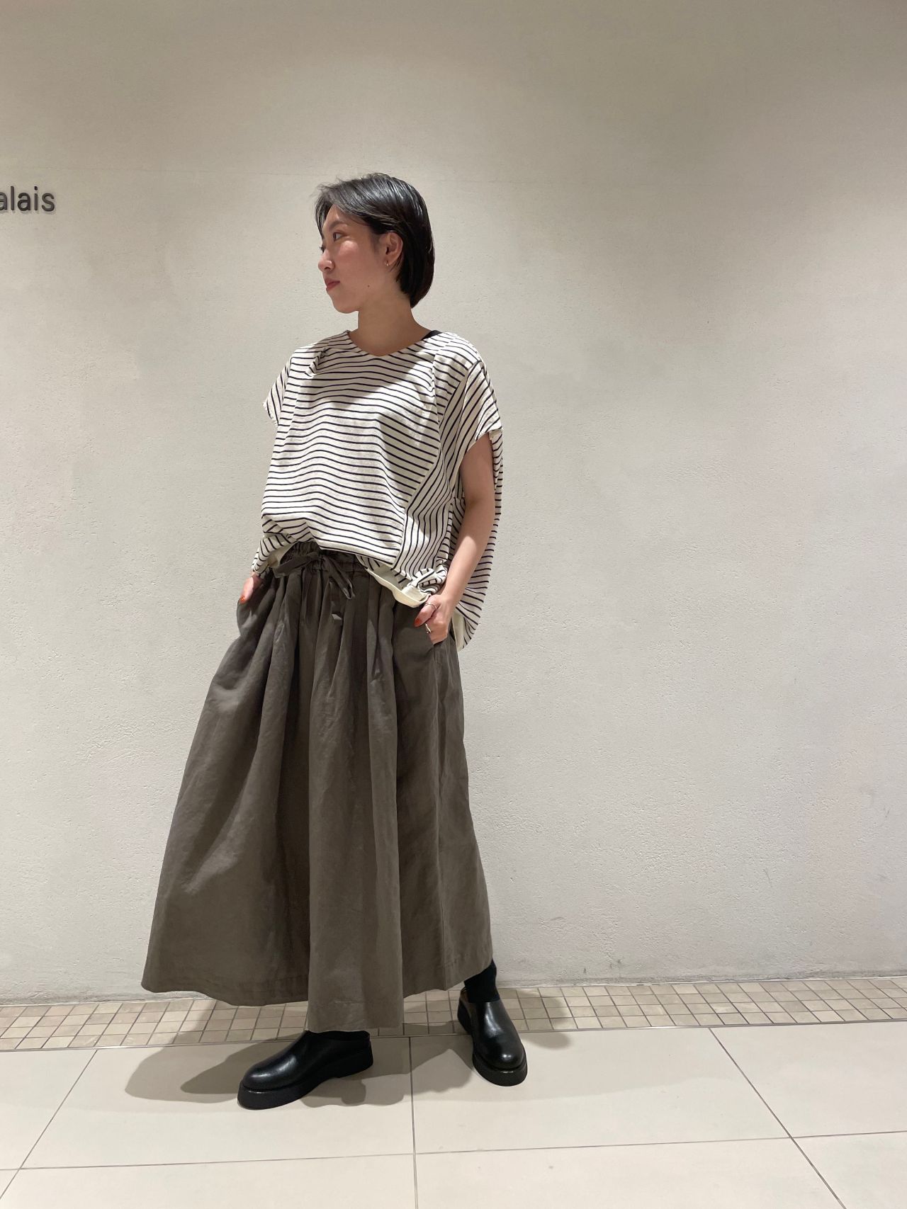 パドカレ　サルエルパンツ ブラウン 楽天市場】【2025秋冬新作】pas de calais パドカレ マテリアルMIX