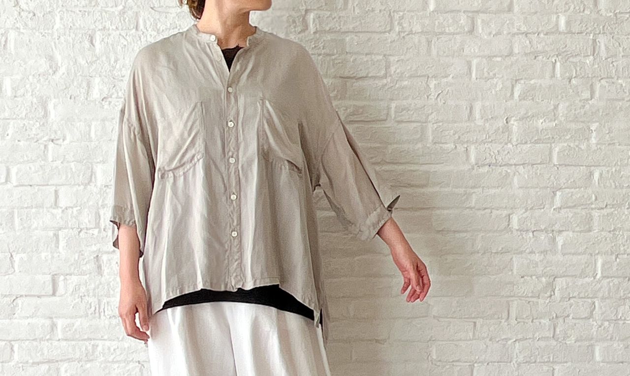 pas de calais キュプラフィブリルブラウス　2023ss キュプラフィブリル ブラウス | pas de calais Online | pas de