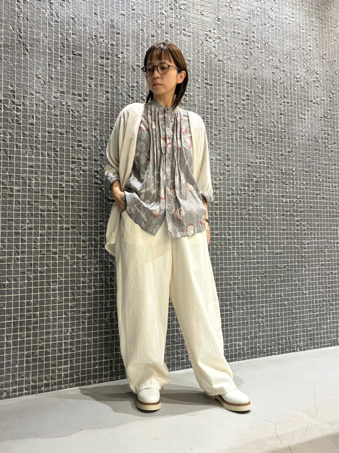 pas de calais パドカレ/シルクニット切り替えデザインプルオーバー/13-90-2090-220/Aランク/51【中古】 pas de calais - pas de calais パドカレ/シルクニット切り替え