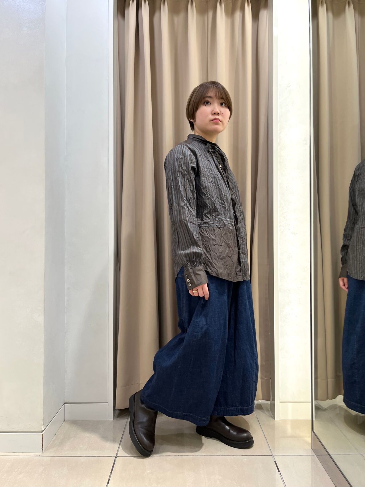 パドカレ　ドットシャツ パドカレ ドットシャツ 新作】ランダム ドットプリント ブラウス