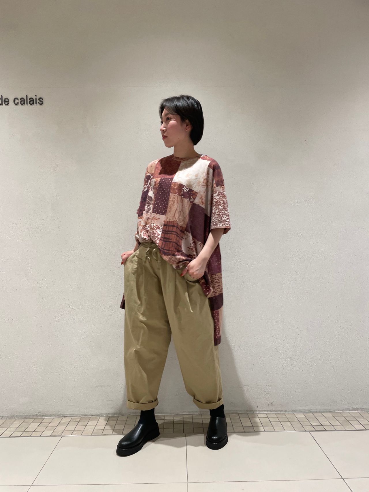 パドカレ　サルエルパンツ ブラウン 楽天市場】【2025秋冬新作】pas de calais パドカレ マテリアルMIX