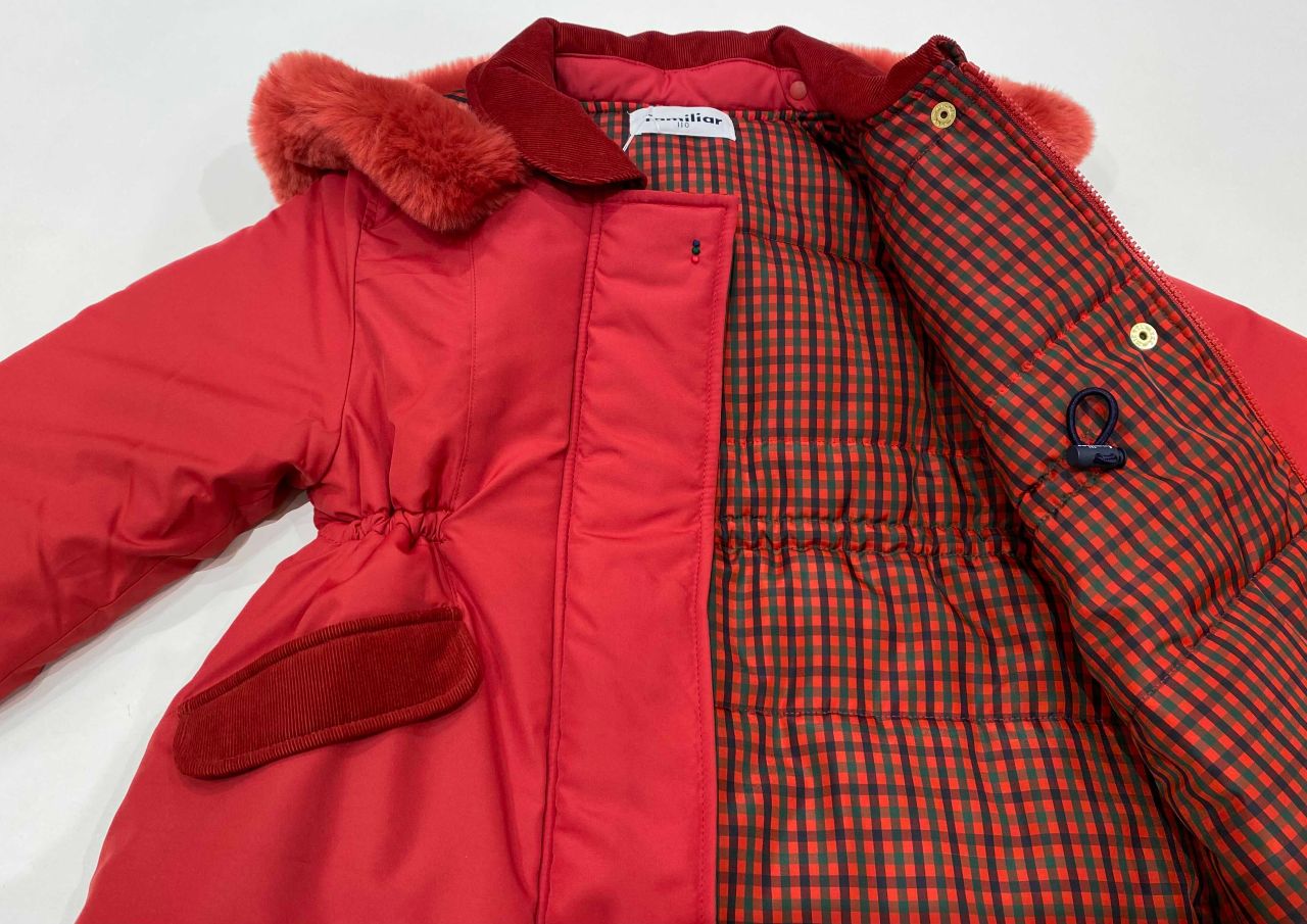 ファミリア　コート　ダウン　赤　チェック 80 ノベルティプレゼント♡】お気に入りのコートで出かけよう