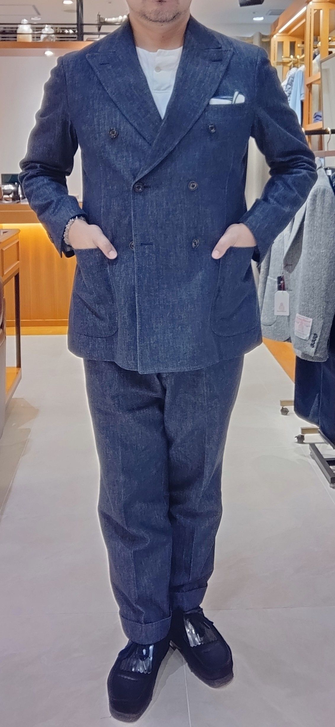 【極美品】ミツミネ　セットアップスーツ　TRABEST　トラベラー　アンコン 極美品】ミツミネ セットアップスーツ TRABEST トラベラー アンコン