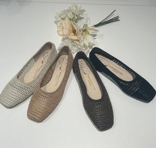 #1096 Ginza Kanagata ブラックフラットシューズ 4color スクエアトゥリボンフラットシューズ□納期目安：即納