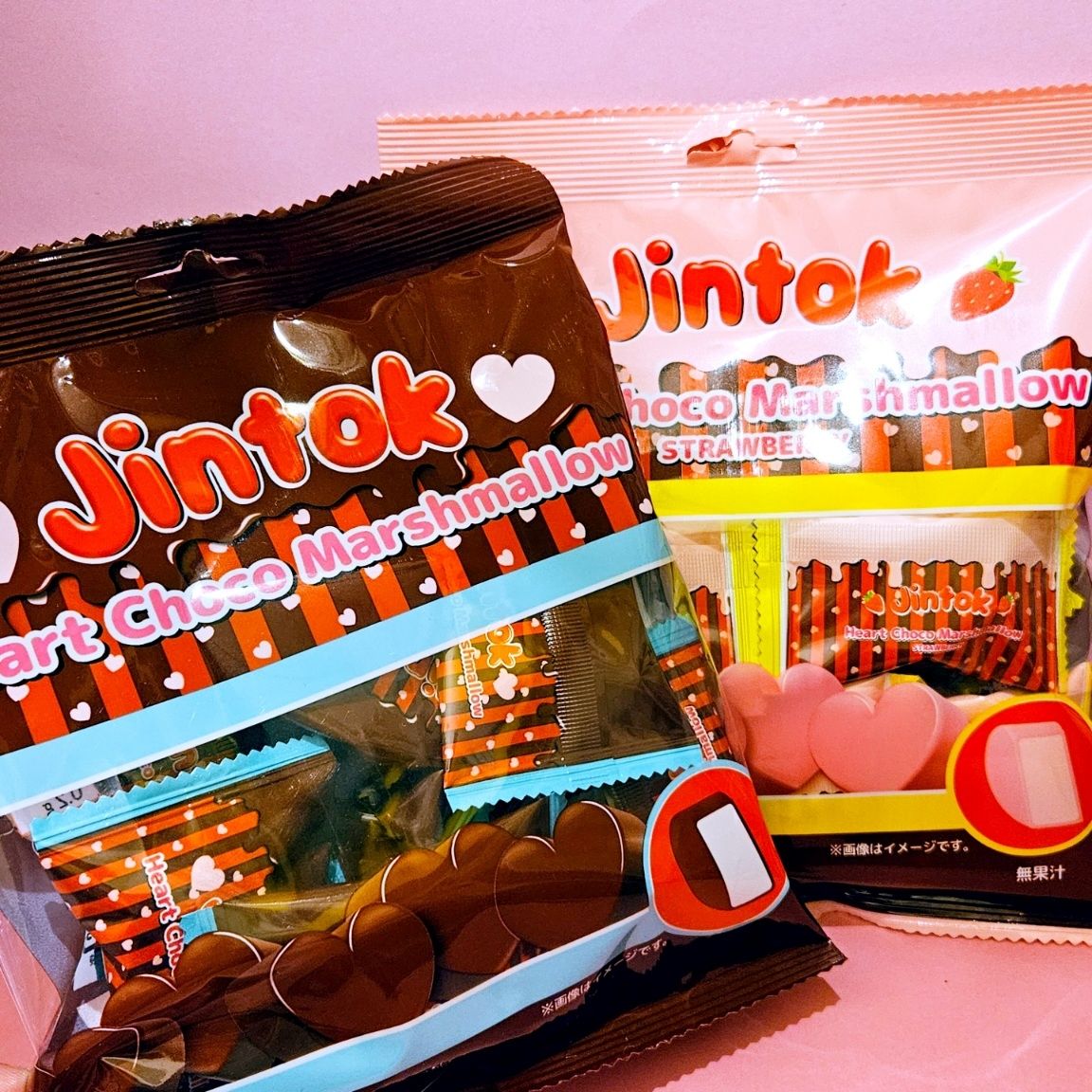 「【話題沸騰中】JINTOKハートチョコマシュマロのストロベリー味が池袋店にも大量入荷!【ジントック ハートチョコマシュマロ ストロベリー】」の写真