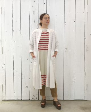 日本未入荷 YSO★ボーダー半袖ルームウェアワンピース wj-cf-038.jpg