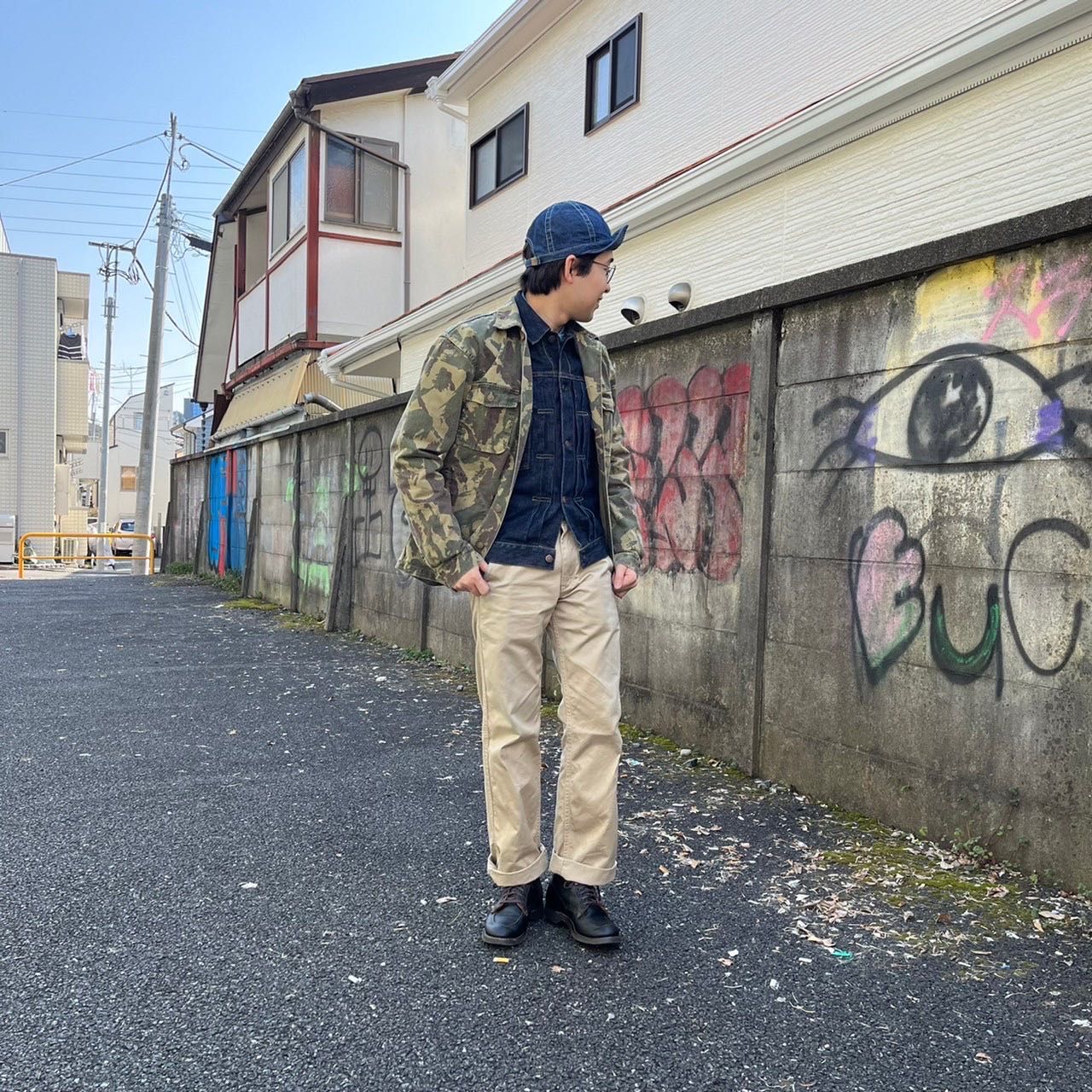 【日本製】 桃太郎ジーンズ 迷彩柄モッズコート 裏地ボア サイズ38 日本製】 桃太郎ジーンズ 迷彩柄モッズコート 裏地ボア サイズ38