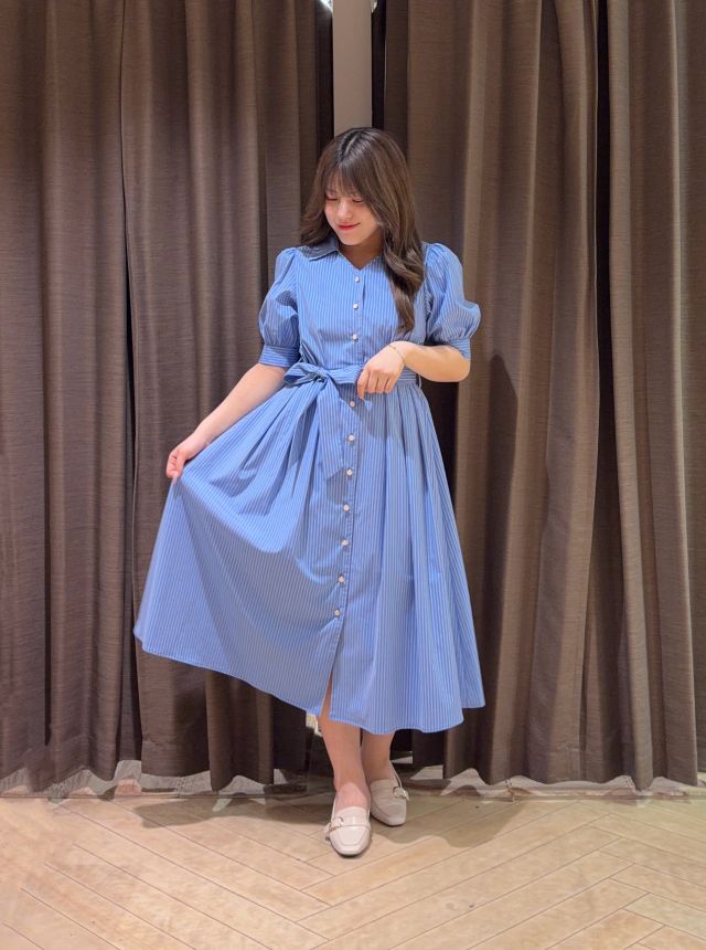 NEW】ストライプシャツワンピース