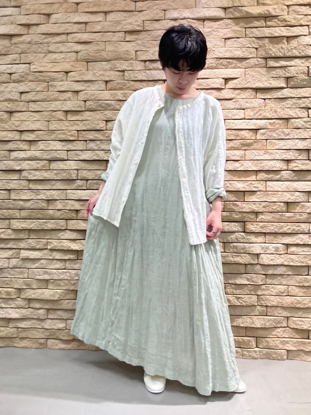 美品✨pas de calais パドカレテンセルラミーワンピース よもぎ染め ラミーWワッシャー植物染め ワンピース | (パドカレ)公式オンラインストア