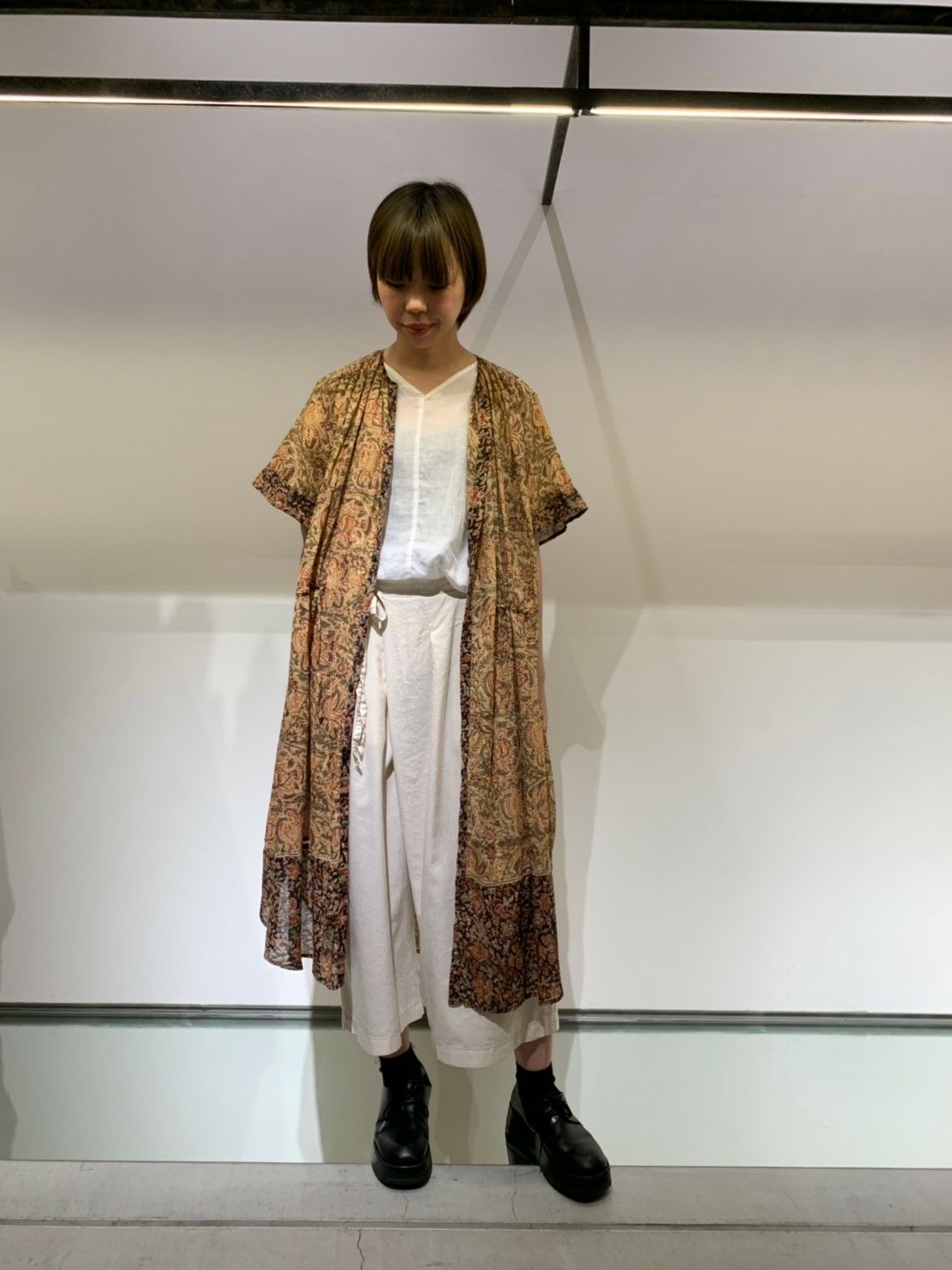 pas de calais パドカレ インドブロックプリント更紗ワンピース