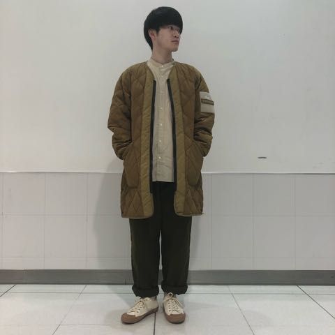 ATTUS MIL COAT 高密度アーミーナイロン ノーカラーコート 1 嵩張っ 羽織