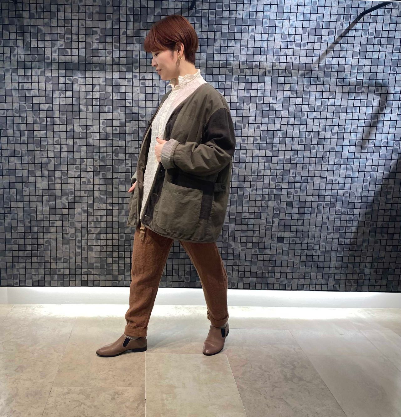 SAGE DE CRET】× 【pas de calais】 パッチワークジャケット着回し②