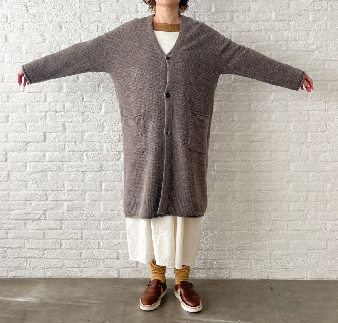 期間限定！10%OFF】カシミヤラム柄編み カーディガンコート | pas de