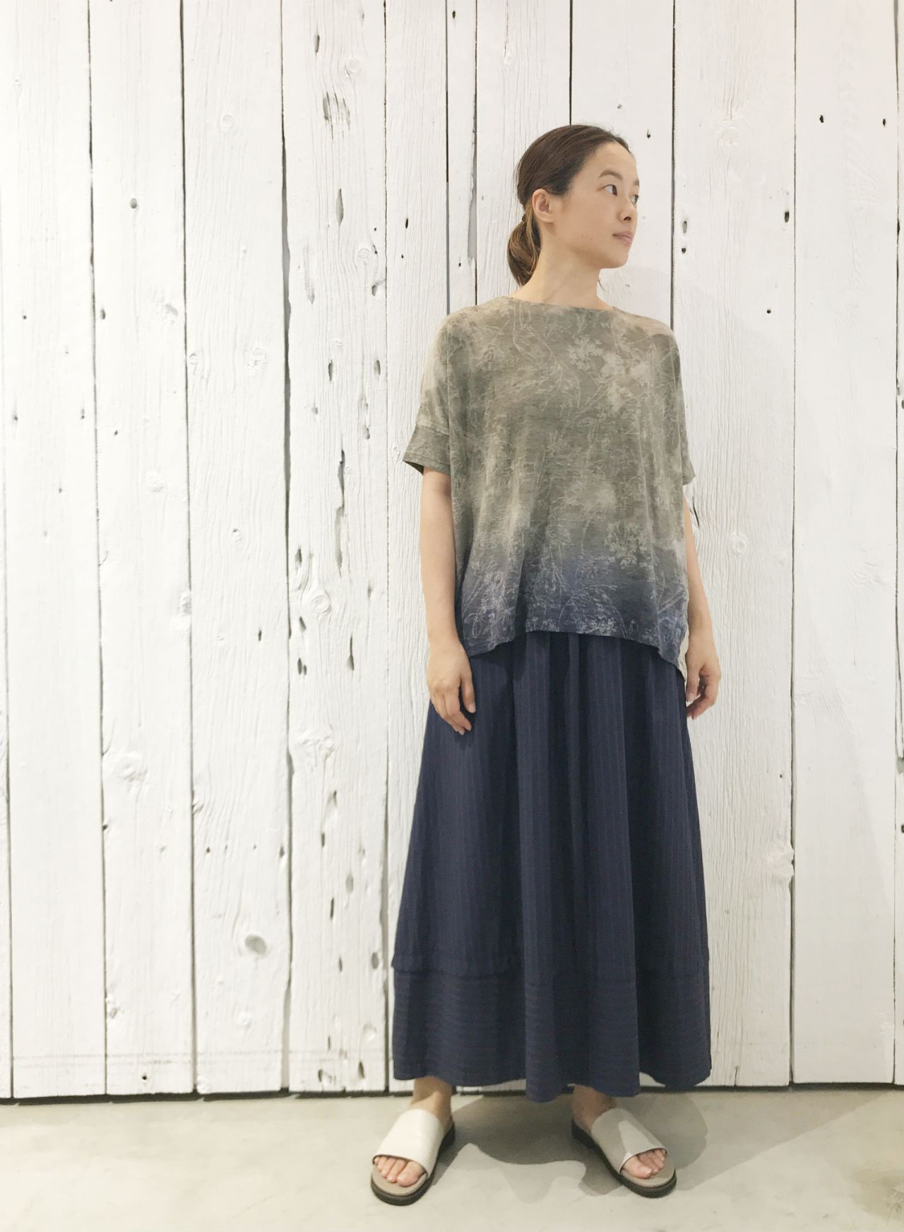 pas de calais パドカレ リネンプリントワイドプルオーバー NEW》リネンプリントワイド プルオーバー | pas de calais