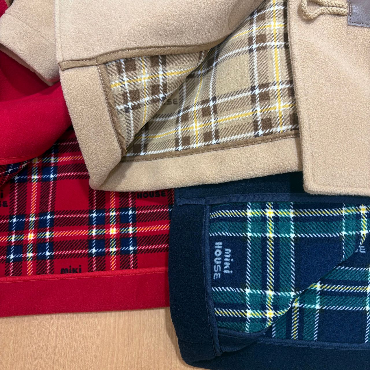 お値下げ【新品未使用】ミキハウス　ダッフルコート　チェック柄　100 感謝祭】グレンチェック柄ダッフルコート【キャンセル・返品不可