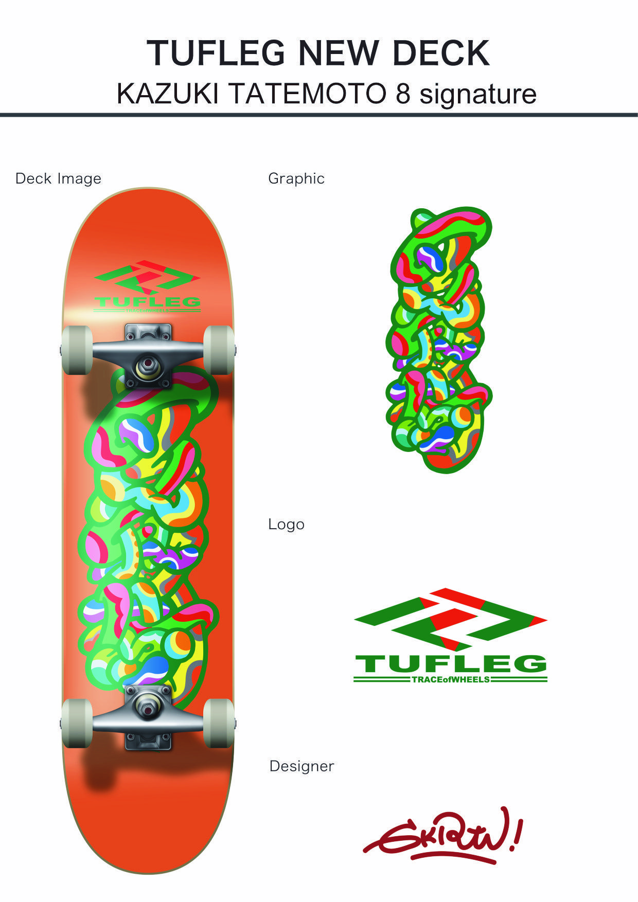 スケートボード tufleg デッキ 堀米雄斗 スケボー キッズ レディース