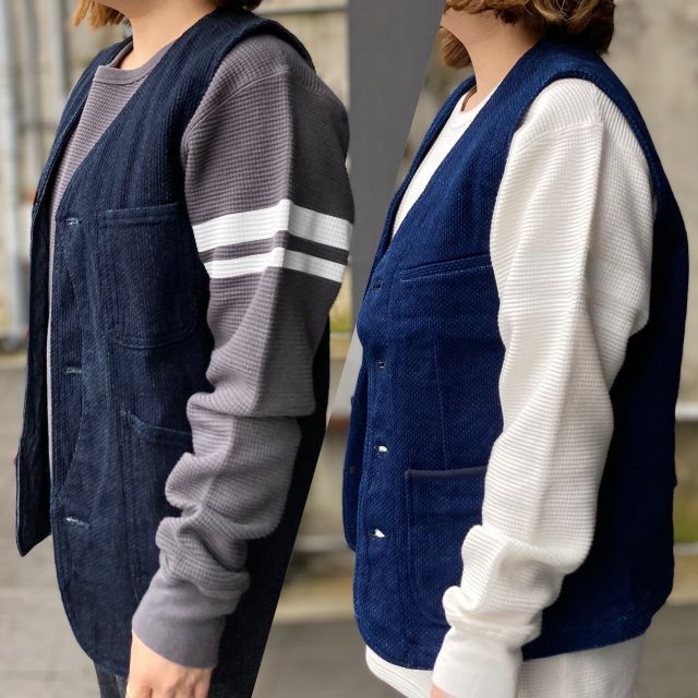 桃太郎ジーンズ 刺子 ベスト 40　インディゴ デニム　サシコ　L 桃太郎ジーンズ 刺子 ベスト 40 インディゴ デニム サシコ L 桃太郎