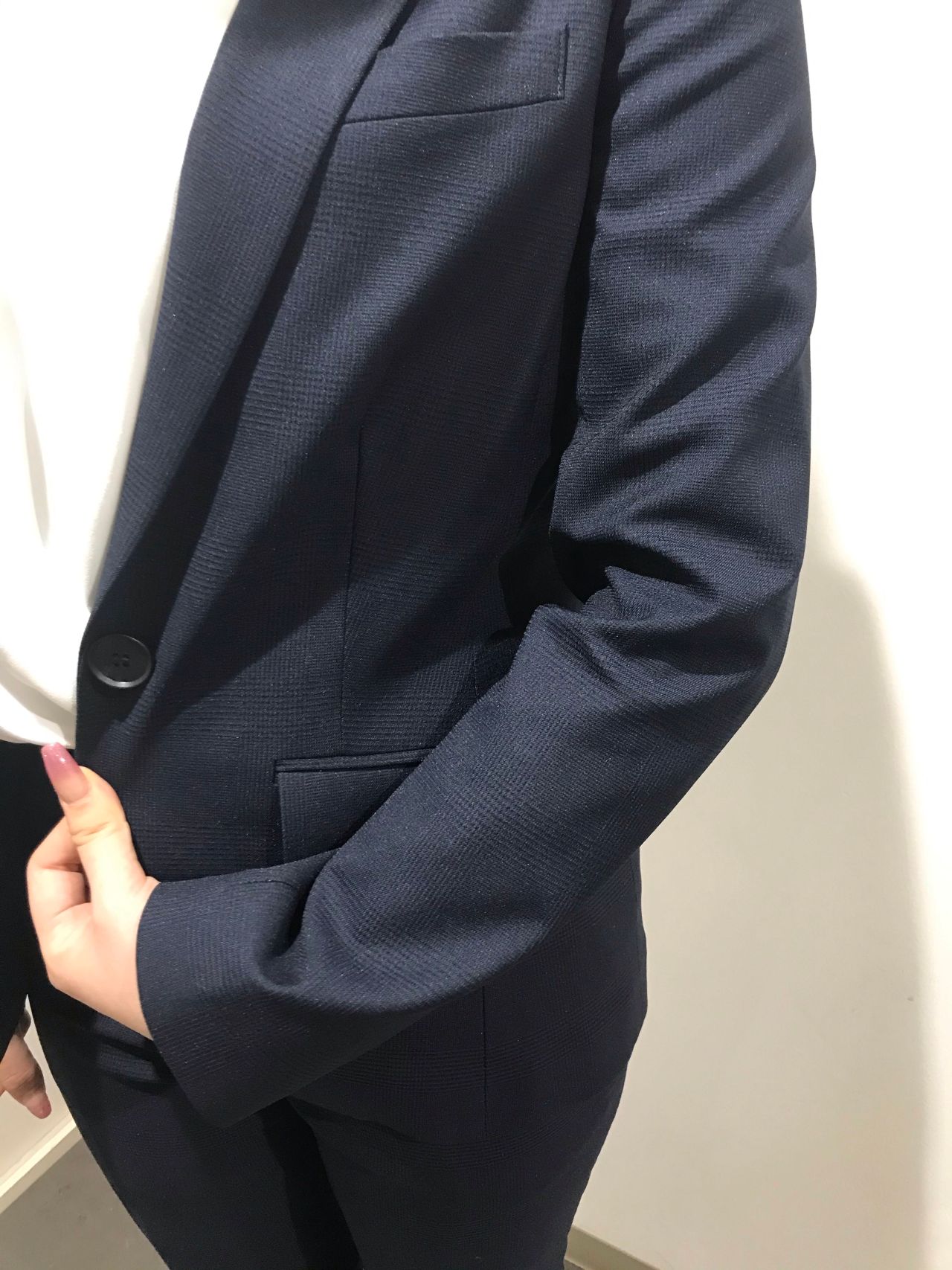 ネイビー パンツスーツ Precious ウォッシャブル n♡line precious パンツスーツ 洗える ネイビー ストライプ