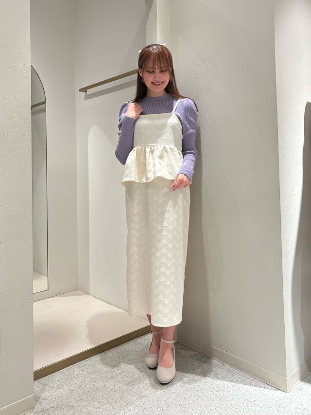オブリ　ハートジャガードキャミワンピース ビスチェ風ハートジャガードキャミワンピース
