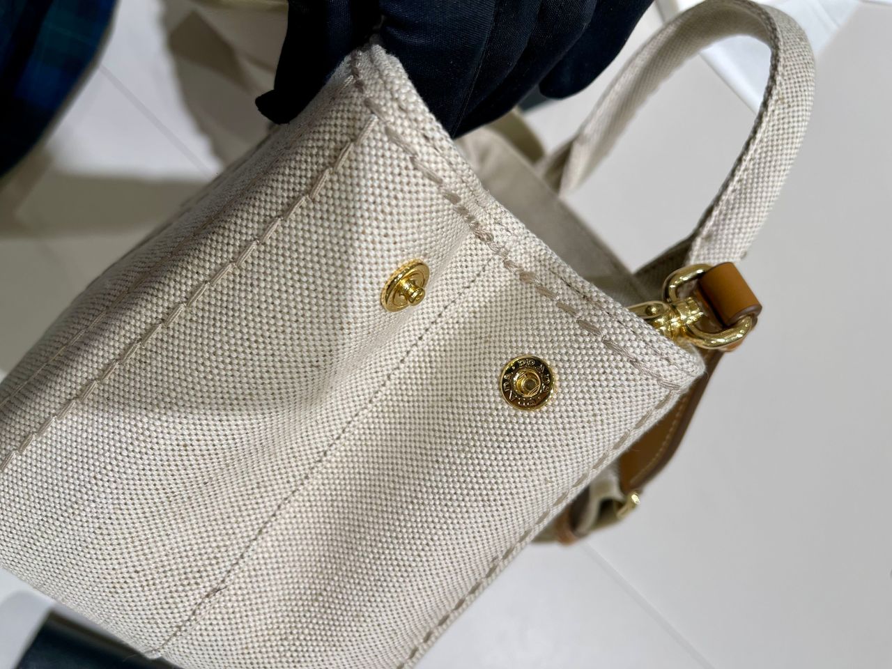 【大人気】PRADA プラダ ロゴ ミニバッグ リネンブレンド プラダ バッグ レディース PRADA リネンブレンド ミニ
