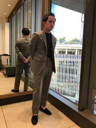 UNIVERSAL LANGUAGE パンツスーツ セットアップ　ダークブルー PERFORMANCE SUIT／ジャケット＆パンツセットアップ