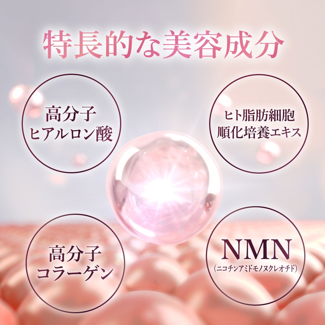 NMN他、特徴的な美容成分を複数配合