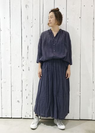 【pas de calais】綿麻ダンプコート 着まわしコーディネート】テンセル綿リネン平 スカート | pas de