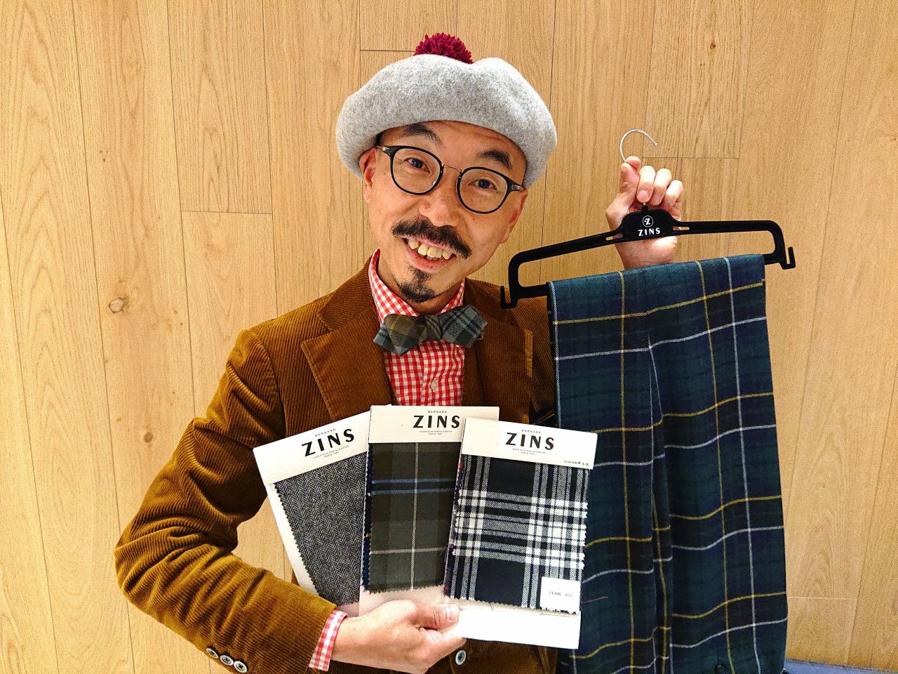 BERNARD ZINS ベルナールザンス　チェックワイドテーパードパンツ SALE】BERNARD ZINS（ベルナール ザンス）BAC J ウールタータン