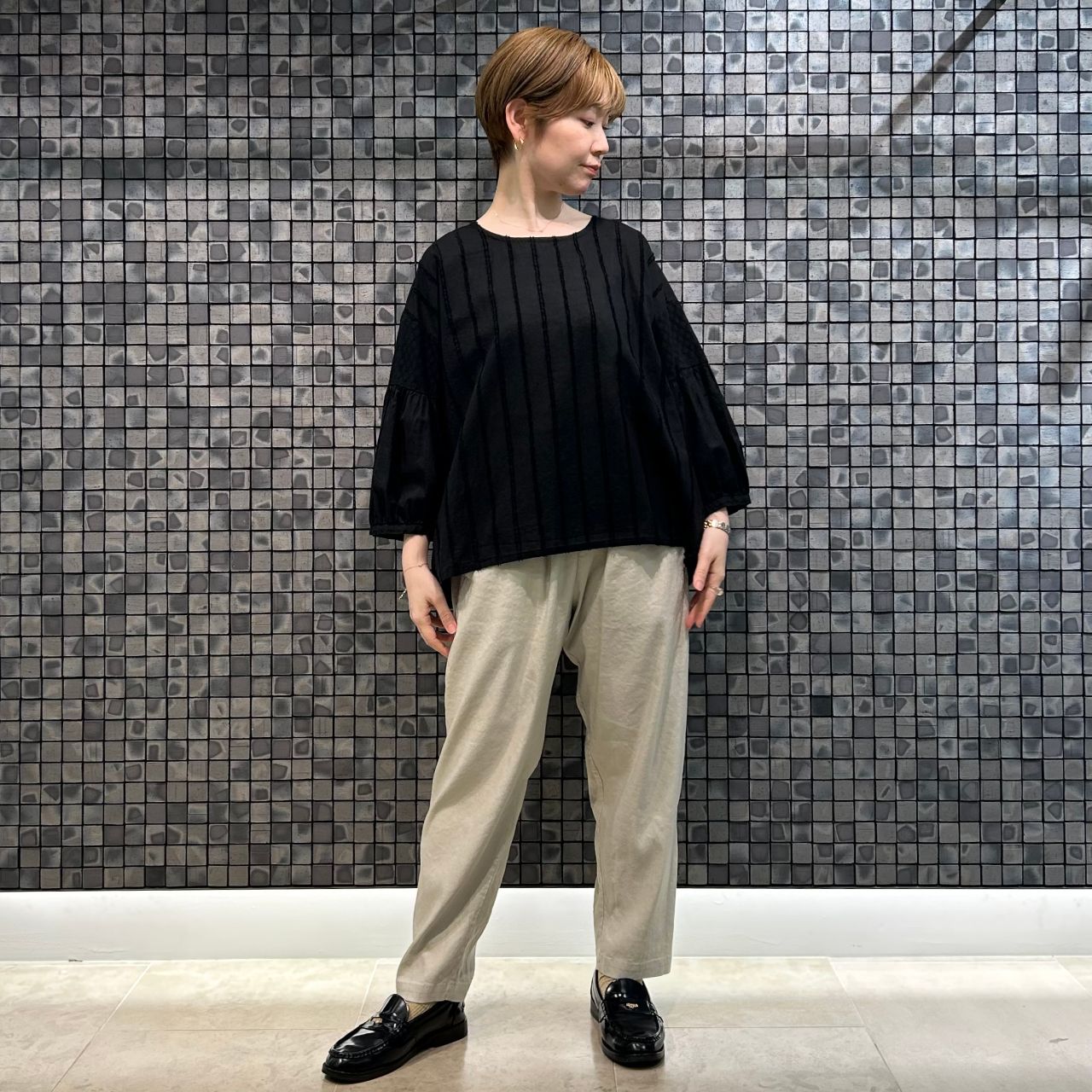 pas de calais パドカレ/シルクニット切り替えデザインプルオーバー/13-90-2090-220/Aランク/51【中古】 pas de calais - pas de calais パドカレ/シルクニット切り替え