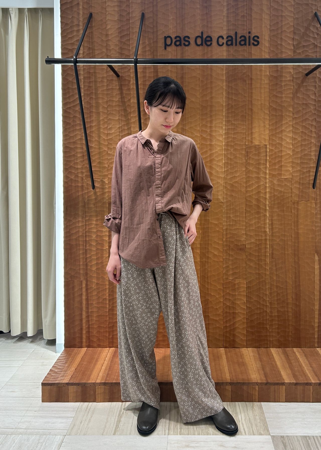 パドカレ チェックロングワンピース パッチワーク ウール ゆったり 白黒 pas de calais（パドカレ）通販 - HAPPY PLUS STORE