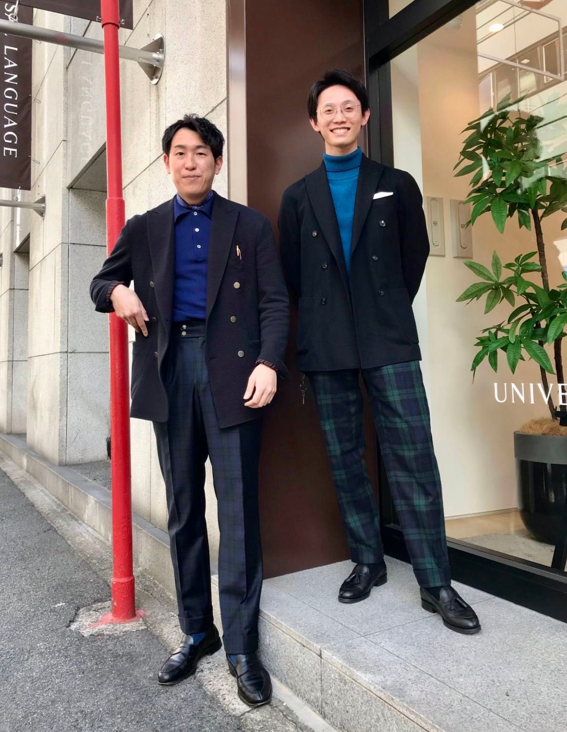 ブラックウォッチを使った2人のリアルコーディネート