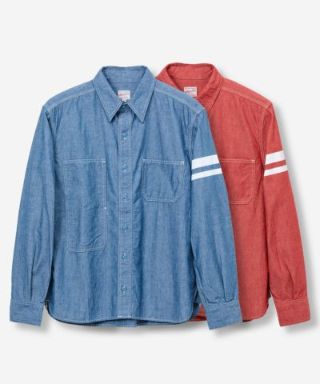 桃太郎ジーンズ フード付き シャンブレーシャツ ブルー 桃太郎ジーンズ フード付き シャンブレーシャツ ブルー 桃太郎