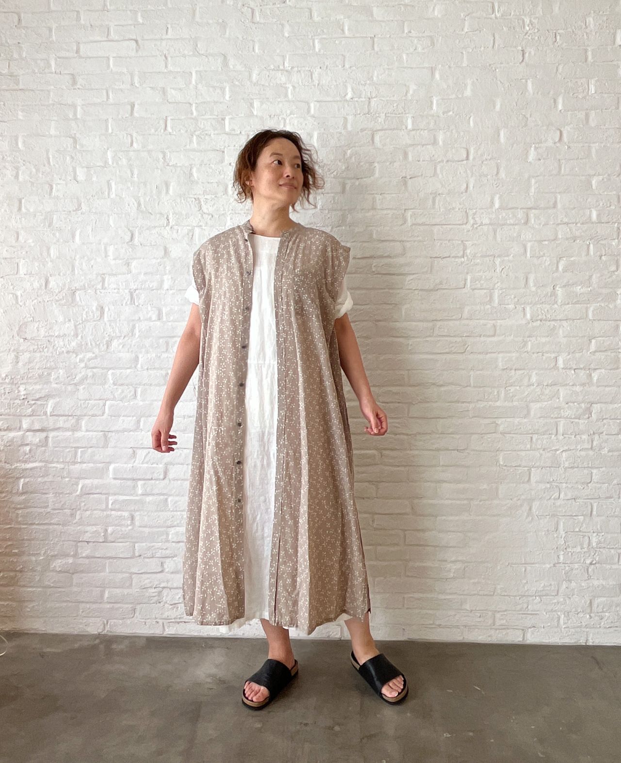 Pas de Calais　Loveletterprint　スカート　ナチュラル Love letter print天竺 ドローストリングプルオーバー | pas de