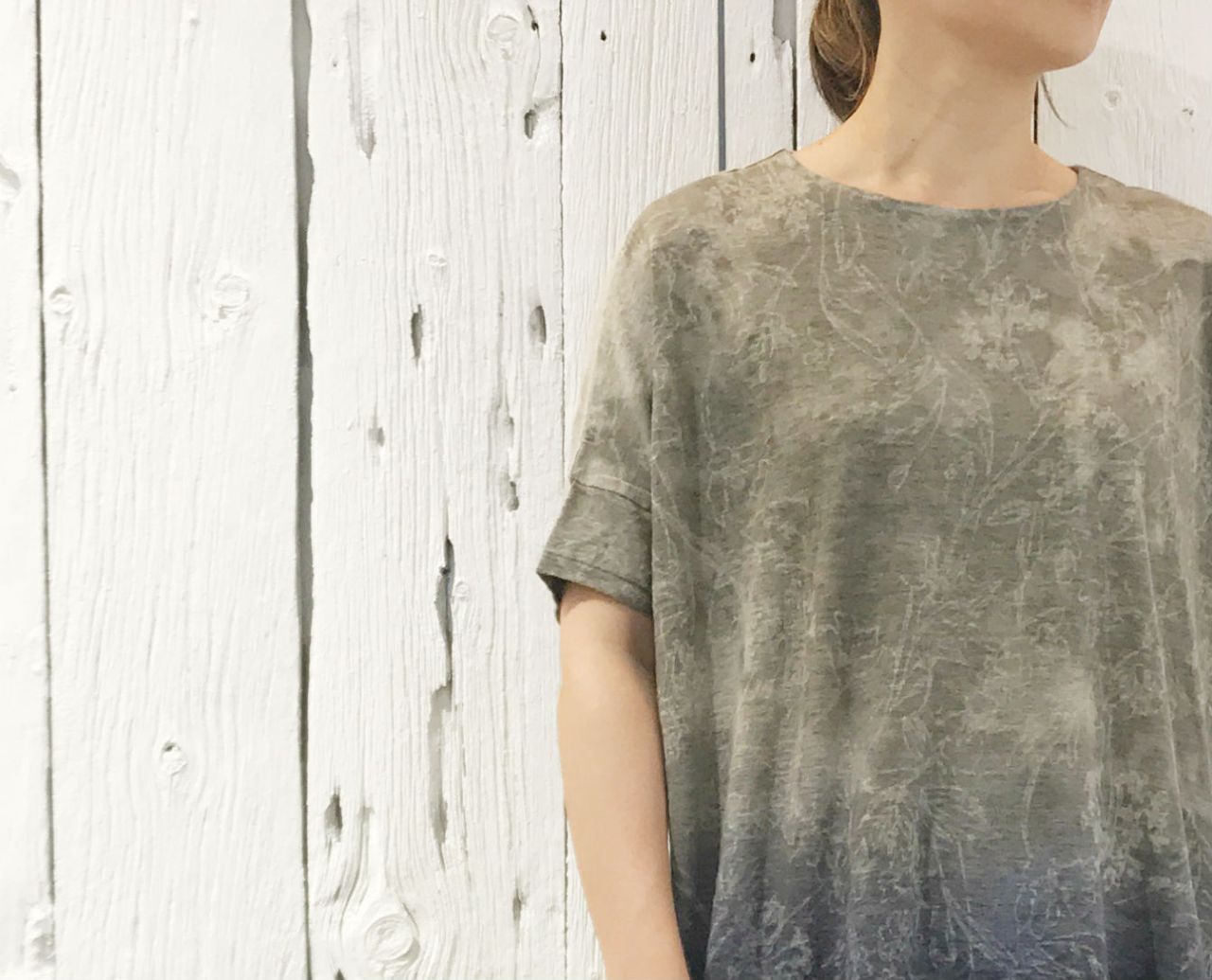 【定価1.9万】パドカレ pas de calais *ハーベストプルオーバー*36コットンリネンプリントカットソー長袖(2-2506-224)【90G52】 NEW》リネンプリントワイド プルオーバー | pas de calais