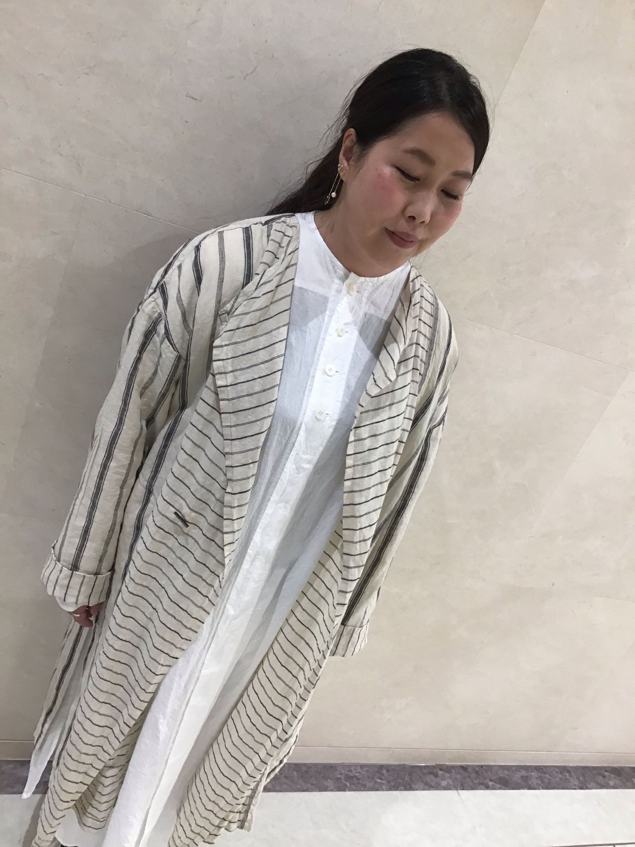 pas de calais パドカレ　リネンジャケット　ロング　羽織　麻100% pas de calais パドカレ リネンジャケット ロング 羽織 麻100%