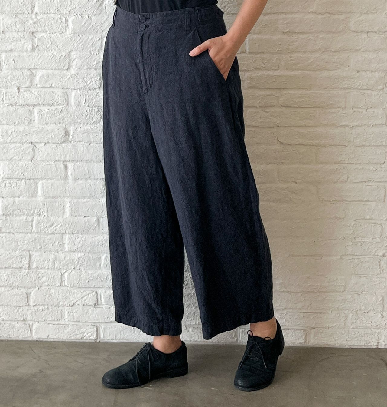 パドカレ　リネンキャンバス備長炭染めコート　近年モデル　天然染め　36 期間限定！10%OFF】リネンキャンバス炭染 コート | pas de