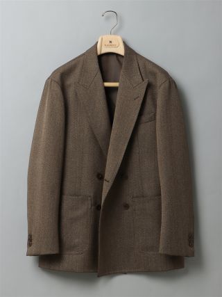 GOOVI ダブルブレストジャケット ヘビーウール杢カルゼ ブラウン GOOVI ダブルブレストジャケット ヘビーウール杢カルゼ ブラウン