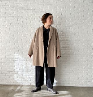 pas de calais ベージュジャケット 36 pas de calais（パドカレ） *コットンリネンコート*36綿麻ベージュ