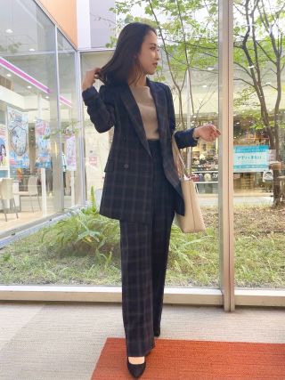 【美品】THE SUIT COMPANY she・セットアップ・チェック柄 レディス☆オン/オフ兼用できる☆チェック柄セットアップコーデ