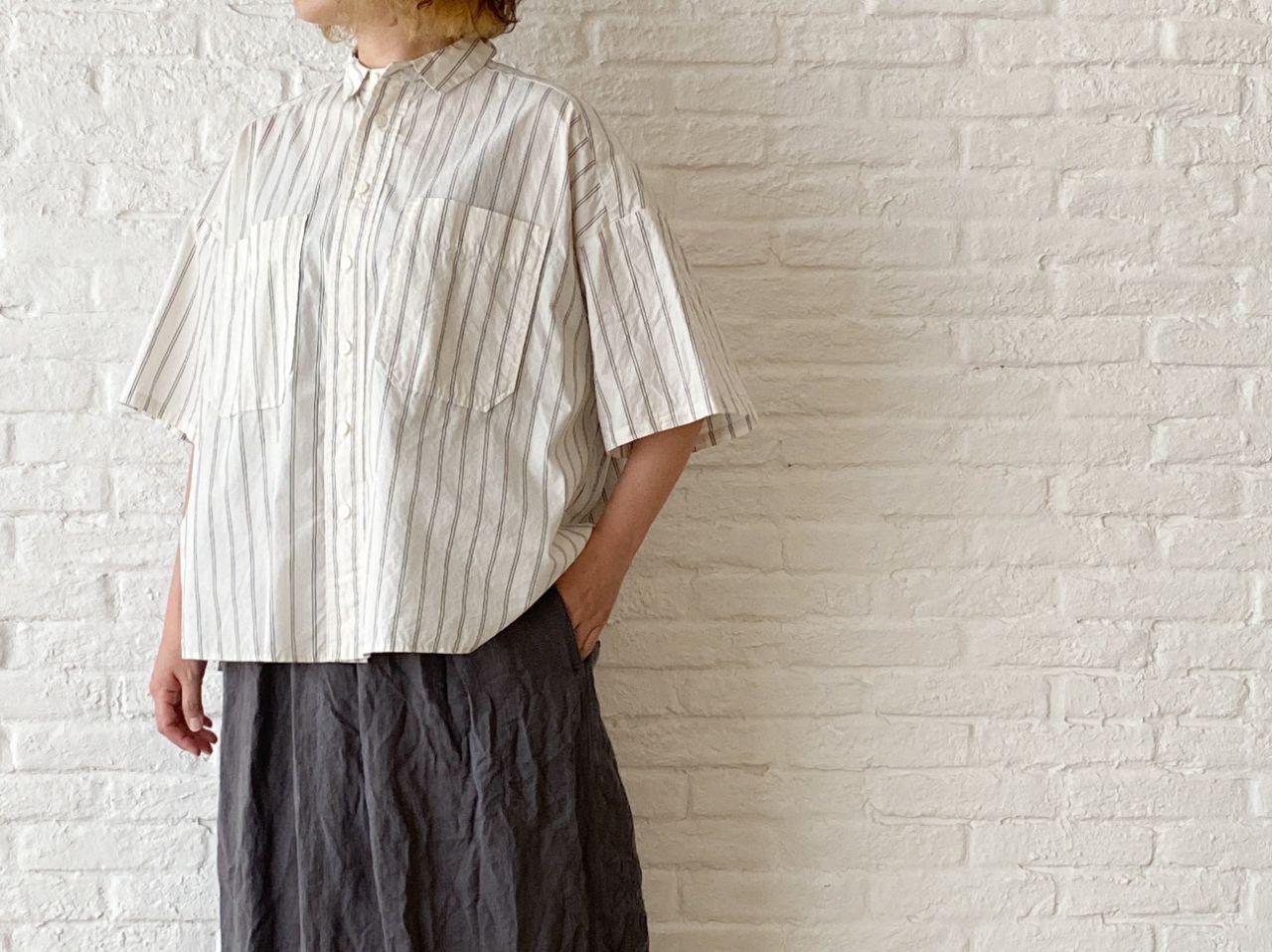 パドカレ✽ストライプブラウス 5日間限定！10%OFF】コットンストライプ ブラウス | pas de