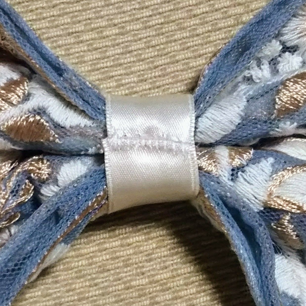 大人可愛いリボンヘアゴム☆インド刺繍リボン×ペタシャムリボンP322